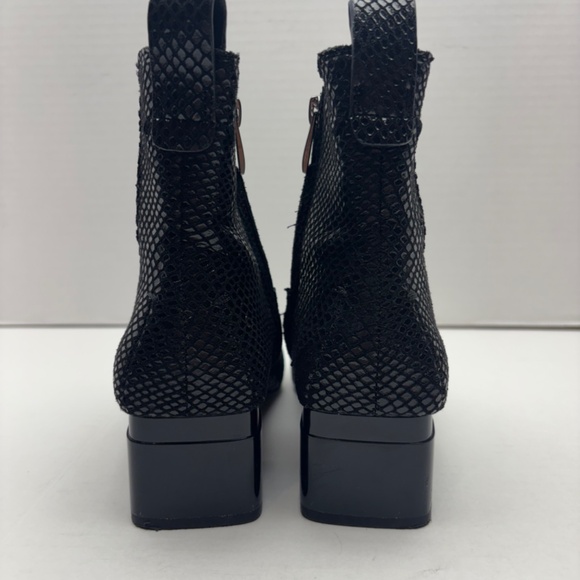 Franco Sarto Faux Snake Skin Black Block Heel Zip Up Boots 7 - Picture 4 of 10